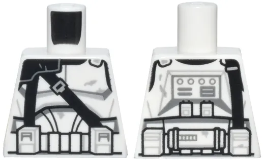Torso SW Armor Clone Trooper, Black Pauldron with Diagonal Straps and Detailed Belt Pattern