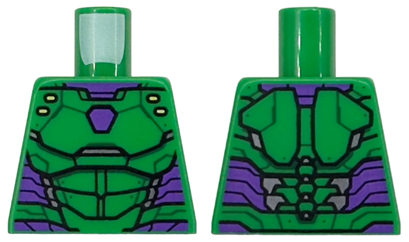 Torso Dark Purple and Silver Armor, Black Outlines and Lime Marks Pattern