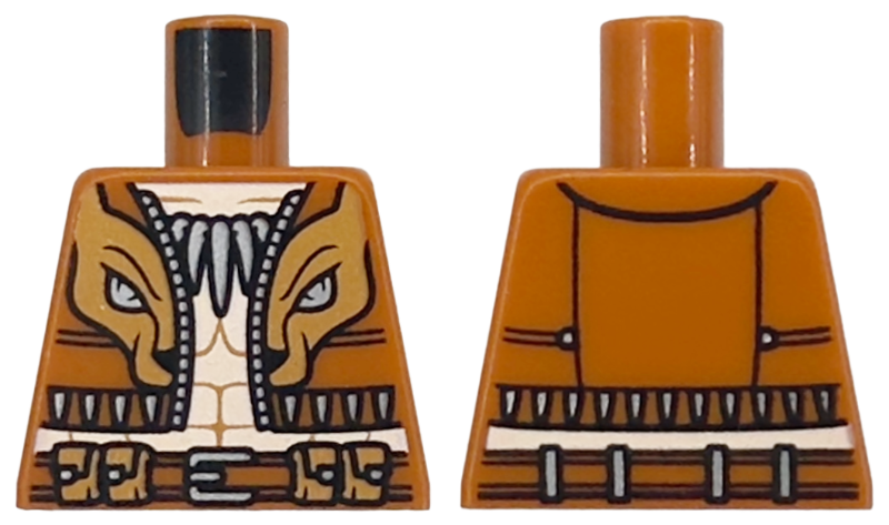 Torso Spider-Man Bare Chest with Fang Necklace, Lion Head Vest and Belt with Pouches Pattern