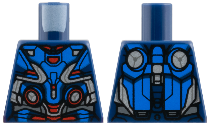 Torso Blue Armor Panels, Red Highlights and Arc Reactor, Silver Trim Pattern