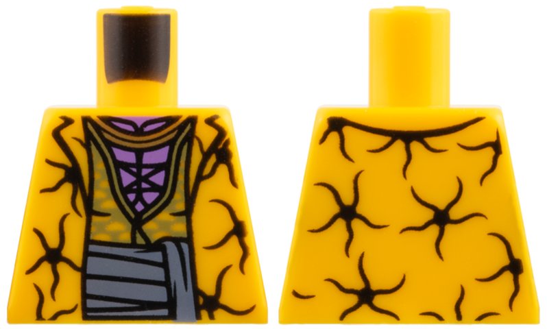 Torso Vest with Black Synapses, Medium Lavender Neck, Gold Necklace, Olive Green Shirt, Dark Bluish Gray Sash Pattern