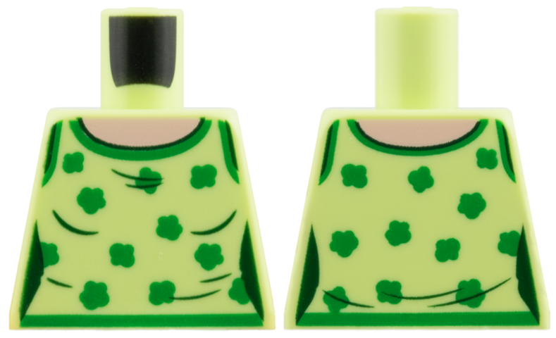 Torso Female Tank Top, Light Nougat Neck, Green Hems and Shamrocks Pattern