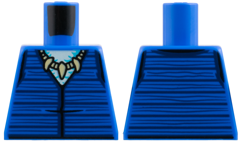 Torso Vest with Dark Blue Stripes, Medium Azure and White Neck, Tan Shark Tooth Necklace Pattern