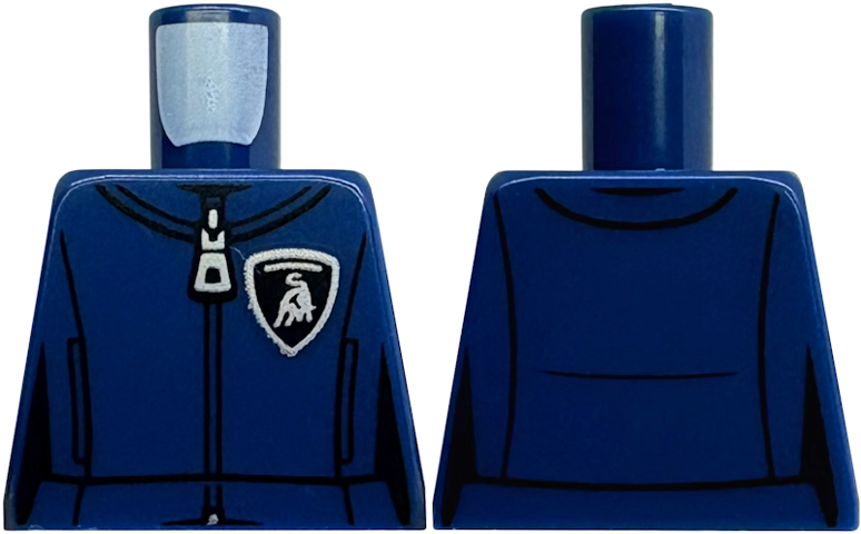 Torso Female Racing Suit Silver Zipper and Lamborghini Logo, Black Trim Pattern