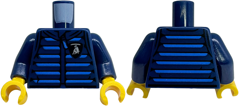 Torso Racing Jacket Silver Lamborghini Logo, Blue Zipper and Stripes, Black Trim Pattern / Dark Blue Arms / Yellow Hands