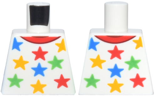 Torso Red Neckline and Blue, Bright Green and Yellow Stars Pattern