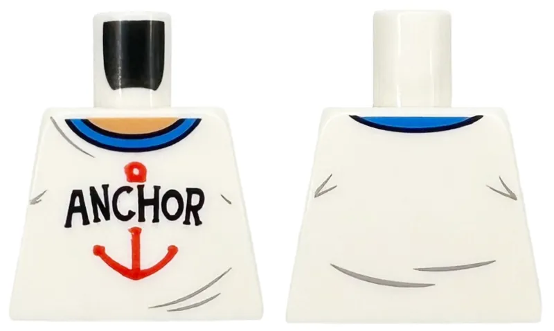 Torso T-Shirt with Blue Collar and Black and Red 'ANCHOR' Pattern
