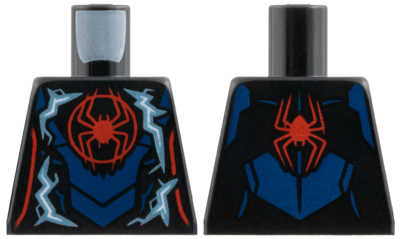 Torso Red Spider in Circle, Metallic Light Blue and White Electricity, Dark Blue Armor Panels Pattern