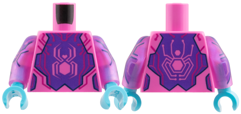 Torso Magenta Circuitry, Dark Purple Breastplate with Spider Pattern / Satin Trans-Dark Pink Arms Dark Purple and Dark Blue Circuitry Pattern / Medium Azure Hands