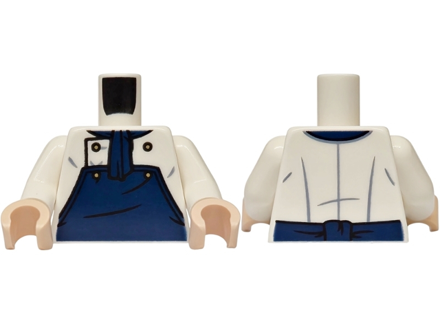 Torso Chef Jacket with Gold Buttons, Dark Blue Neckerchief and Front Panel, Dark Bluish Gray Creases Pattern / White Arms / Light Nougat Hands