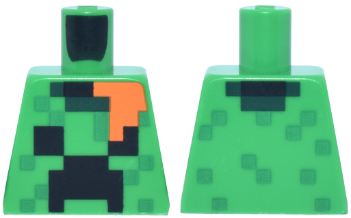 Torso Pixelated Holiday Sweater with Black Creeper Face, Green Dots, Dark Green Collar, Orange Hair Pattern