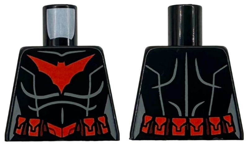 Torso Female with Red Bat Logo and Utility Belt, Vertical Seam Lines on Front and Back Pattern / Black Arms / Red Hands