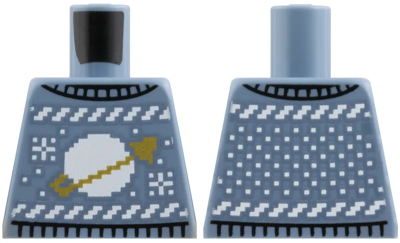 Torso Knit Fair Isle Holiday Sweater with Snowflakes and White and Gold Classic Space Logo Pattern