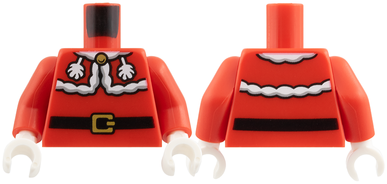 Torso Dress with White Fur Trim, Collar, and Tassels, Black Belt with Gold Buckle Pattern / Red Arms / White Hands