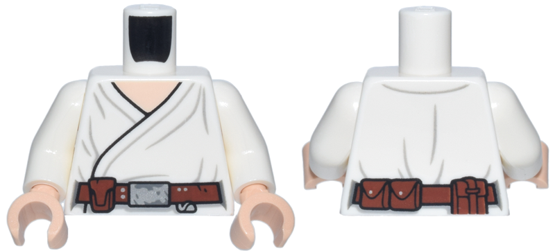 Torso SW Wrap-Around Tunic and Reddish Brown Utility Belt with Worn Buckle and Tool Clip Pattern / White Arms / Light Nougat Hands
