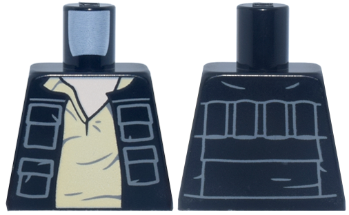 Torso SW Vest Open with Pockets over Tan Shirt with Open Collar and Dark Bluish Gray Folds Pattern