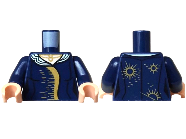 Torso Female Coat with Gold Trim, Lines and Necklace, Light Aqua Dress Collar, Light Nougat Neck Pattern / Dark Blue Arms / Light Nougat Hands