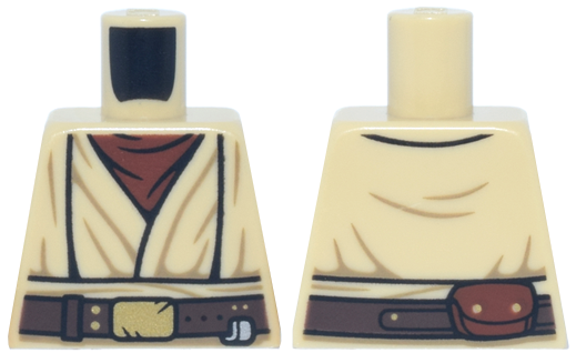 Torso SW Layered Shirt, Reddish Brown Undershirt, Dark Brown Belt with Gold Buckle and Silver Clip Pattern (SW Obi-Wan)