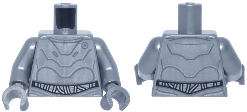 Torso SW RA-7 Protocol Droid, Curved Dark Silver Panels and Silver and Black Wires Pattern / Flat Silver Arms / Flat Silver Hands