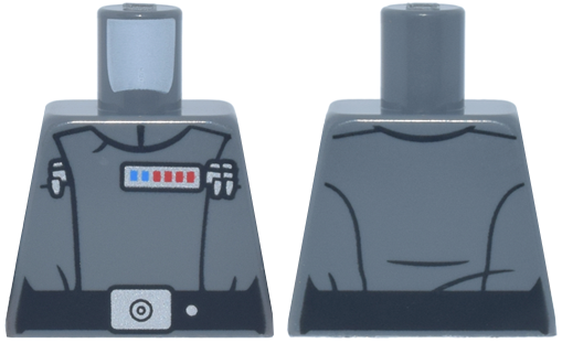 Torso SW Imperial Officer 22, Black Belt with Silver Buckle and Dot, Blue and Red Rank Badge, 3 Code Cylinders Pattern (Admiral Motti)