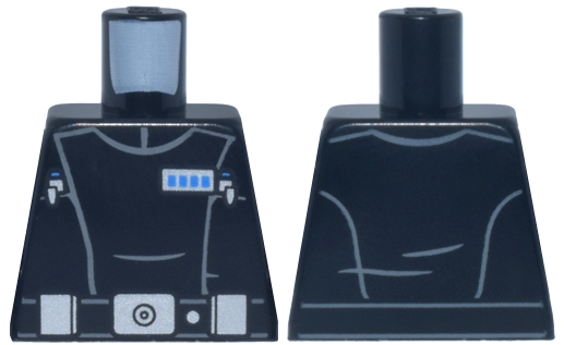 Torso SW Imperial Officer 25, Belt with Silver Buckle, Pouches and Dot, Blue Rank Badge, and 2 Code Cylinders, Horizontal Folds Pattern