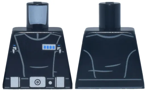 Torso SW Imperial Officer 25, Belt with Silver Buckle, Pouches and Dot, Blue Rank Badge, and 2 Code Cylinders, Horizontal Folds Pattern