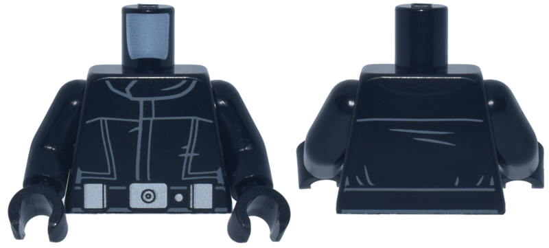 Torso SW Imperial Crew Uniform Jumpsuit, Wide Belt, and Large Silver Buckle, Dot and Pouches Pattern / Black Arms / Black Hands