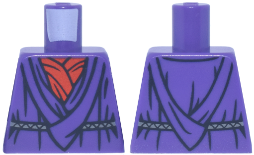 Torso SW Robe with Long Layered Collar with Folds and Creases over Red Shirt and Light Bluish Gray Rope Belt Pattern