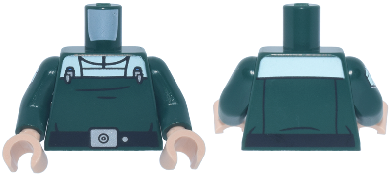 Torso SW Imperial Uniform, White Should Panel and Collar, Black Belt with Silver Buckle and Dot, 2 Code Cylinders Pattern / Dark Green Arm Left / Dark Green Arm Right with White Hexagon Symbol Pattern / Light Nougat Hands