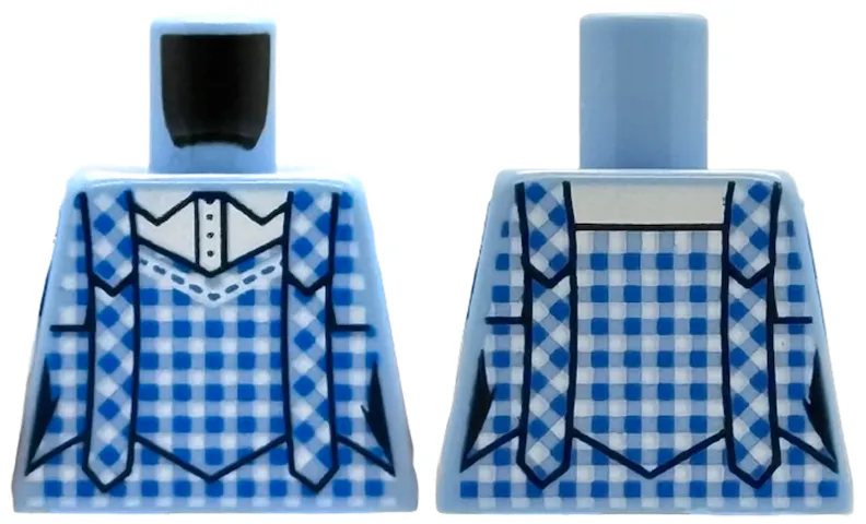 Torso Blue Checkered Gingham Pinafore Dress over White Shirt Pattern