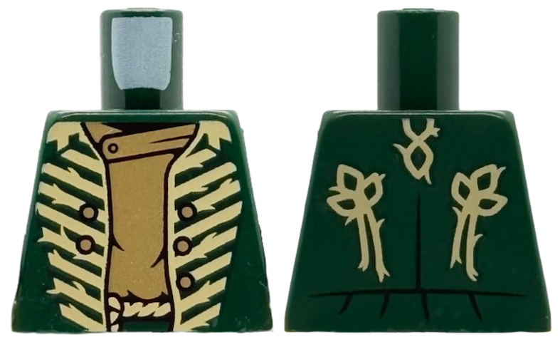 Torso Uniform Jacket with Stripes and Buttons over Dark Tan Shirt, Tan Rope Belt Pattern