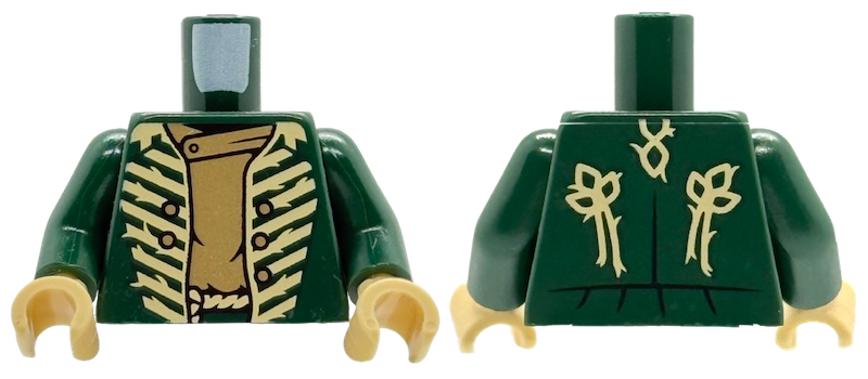 Torso Uniform Jacket with Stripes and Buttons over Dark Tan Shirt, Tan Rope Belt Pattern / Dark Green Arms / Tan Hands