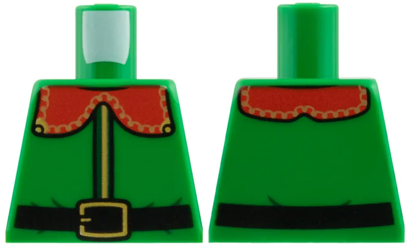 Torso Coat with Red Collar with Gold Trim and Buckle, Black Belt Pattern
