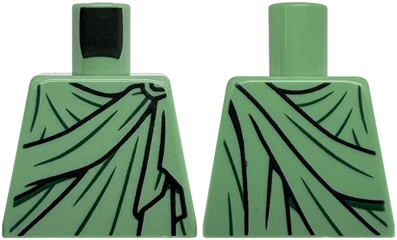 Torso Robe with Black Gathers and Dark Green Wrinkles, Round Clasp Pattern