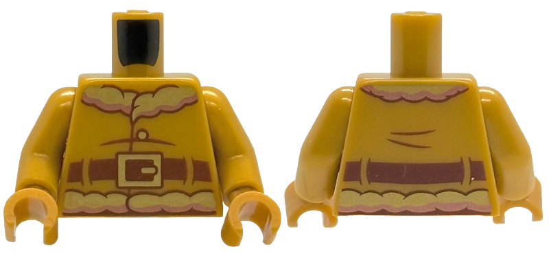 Torso Santa Jacket with Gold and Copper Fur Collar and Waistband, Reddish Brown Creases and Belt with Buckle Pattern (BAM) / Pearl Gold Arms / Pearl Gold Hands