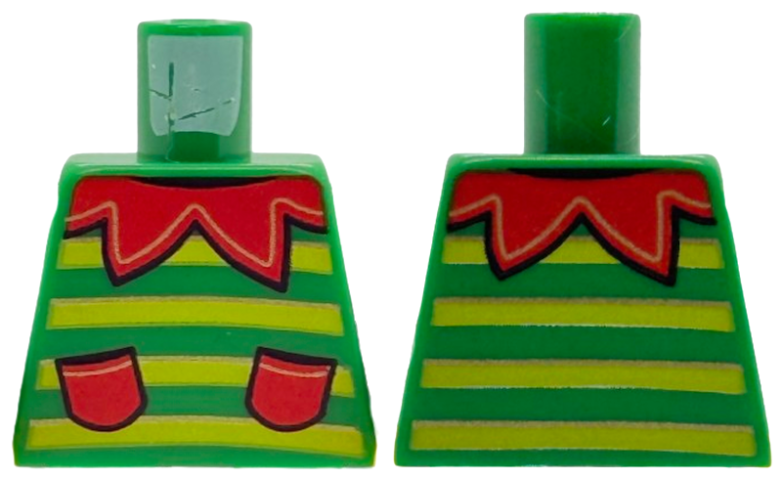 Torso Sweater with Lime Stripes, Red Scalloped Collar and Pockets Pattern (BAM)