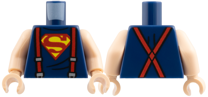 Torso Suspenders and Red and Yellow Superman 'S' Logo Pattern / Light Nougat Arms / Light Nougat Hands