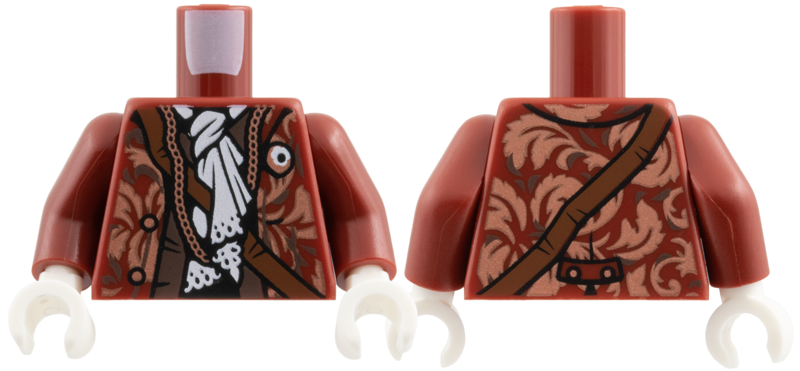 Torso Coat with Copper Leaves and Chain, White Scarf, Reddish Brown Crossbelt Pattern / Dark Red Arms / White Hands