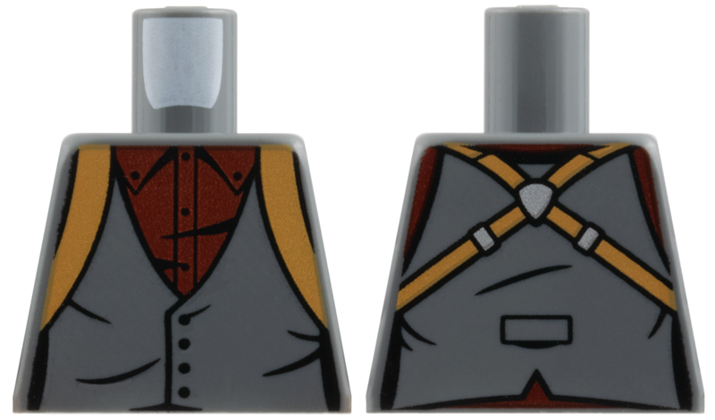 Torso Vest with Black Buttons, Dark Red Button-Up Shirt, Medium Nougat Suspenders Pattern