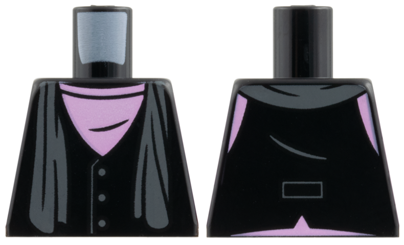 Torso Vest, Bright Pink Shirt, Dark Bluish Gray Scarf and Buttons Pattern