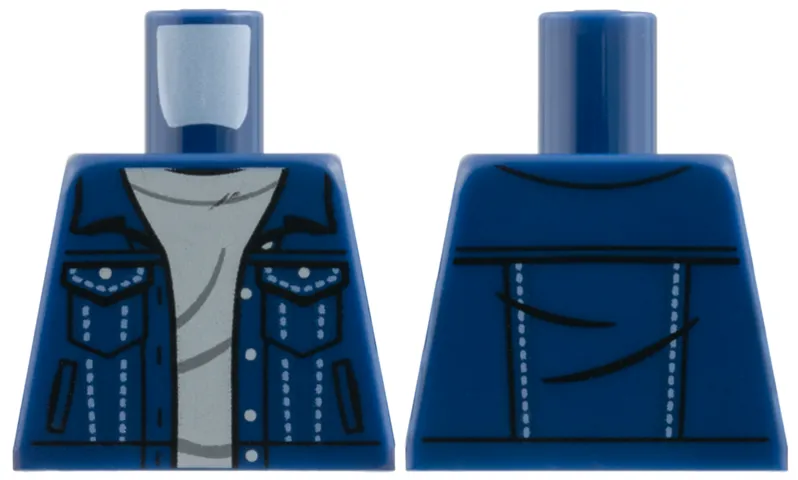 Torso Jacket Open, Black Pocket Outlines, Bright Light Blue Stitching, Light Bluish Gray Shirt Pattern