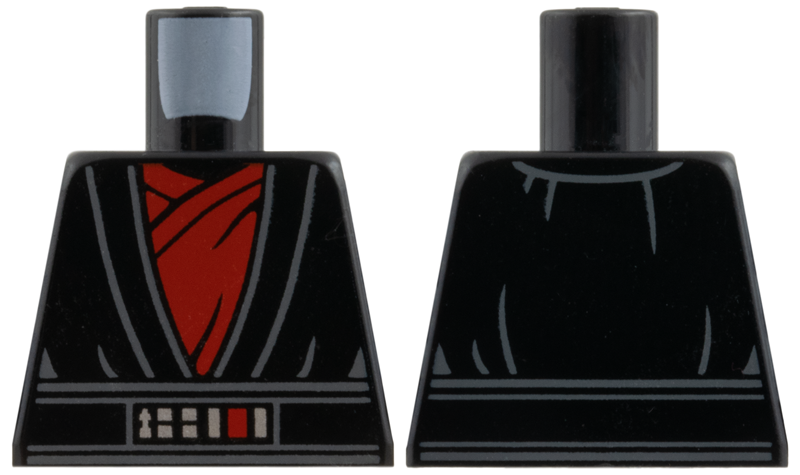 Torso Robe with Light Bluish Gray Trim, Red Tunic, Silver and Red Belt Buckle Pattern