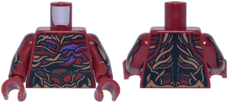 Torso Medium Nougat, Dark Brown and Medium Lavender Vines, Veins and Rotted Flesh Pattern / Dark Red Arms with Vecna Pattern / Dark Red Hands