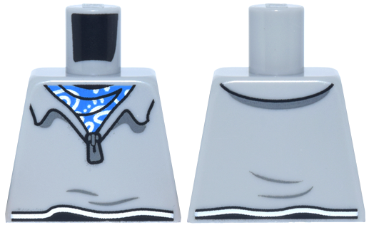 Torso Cropped Shirt with Wide Collar and Zipper, Blue and White Bandana Pattern