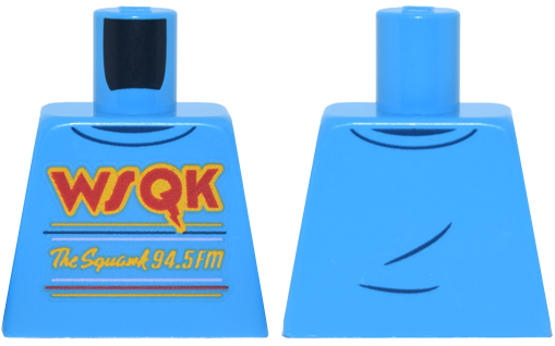 Torso Shirt with Lines and Red and Bright Light Orange 'WSQK' and 'The Squawk 94.5FM' Pattern