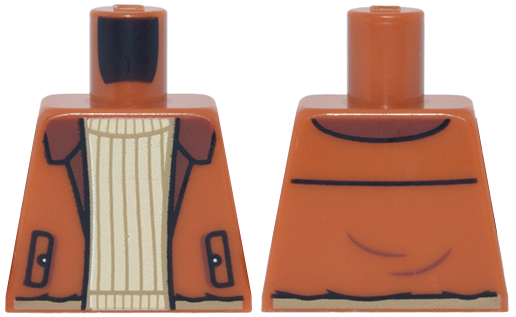 Torso Jacket Open with Pockets and Reddish Brown Lapels over Tan Ribbed Sweater Pattern