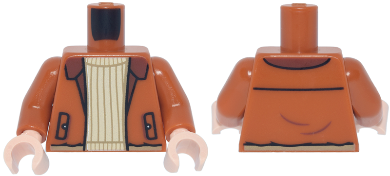 Torso Jacket Open with Pockets and Reddish Brown Lapels over Tan Ribbed Sweater Pattern / Dark Orange Arms / Light Nougat Hands