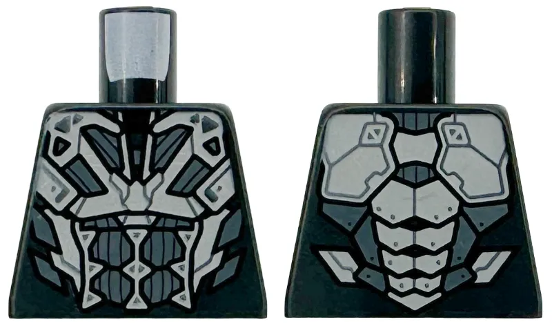 Torso Armor, Dark Bluish Gray and Light Bluish Gray Panels, Silver Highlights and Black Outlines Pattern