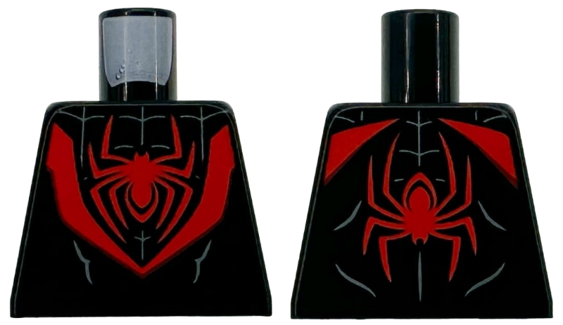 Torso Super Hero Costume with Red Panels and Spider Logo, Dark Bluish Gray Webbing and Muscles Outline Pattern