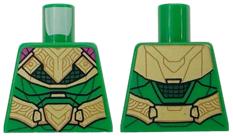 Torso Armor, Gold Chest Plates, Belt and Buckles, Magenta Cape, Black Mesh with Dark Green Background Pattern